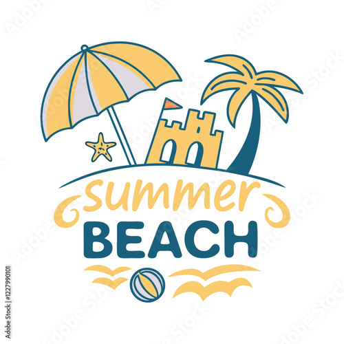 Wallpaper Mural Summer Beach Logo Vector Illustration with Tropical Elements Torontodigital.ca