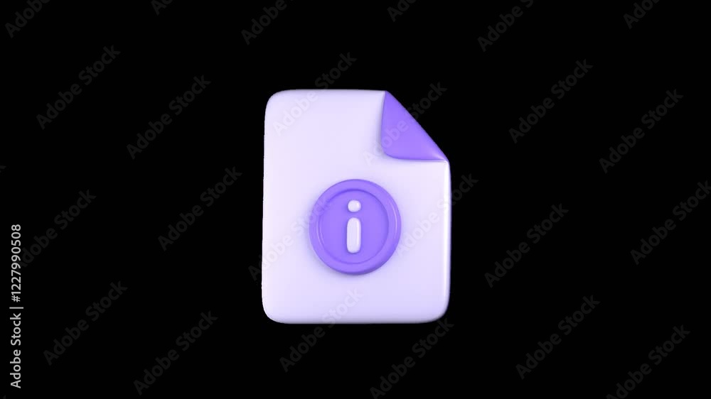 3D Animated File Info Icon with smooth motion, alpha channel, and transparent background. Perfect for UI, motion graphics, and video projects. High-quality 3D render animation 3D Animated File Info Icon with smooth motion, alpha channel, and transparent background. Perfect for UI, motion graphics, and video projects. High-quality 3D render animation