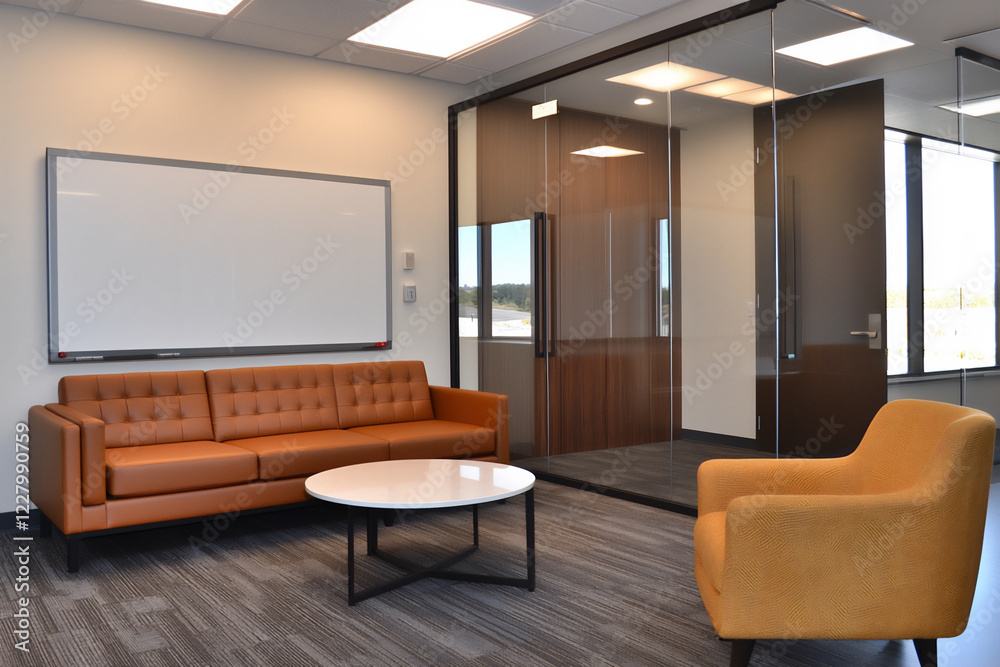 Fototapeta premium P A clean and well-organized office with a gl