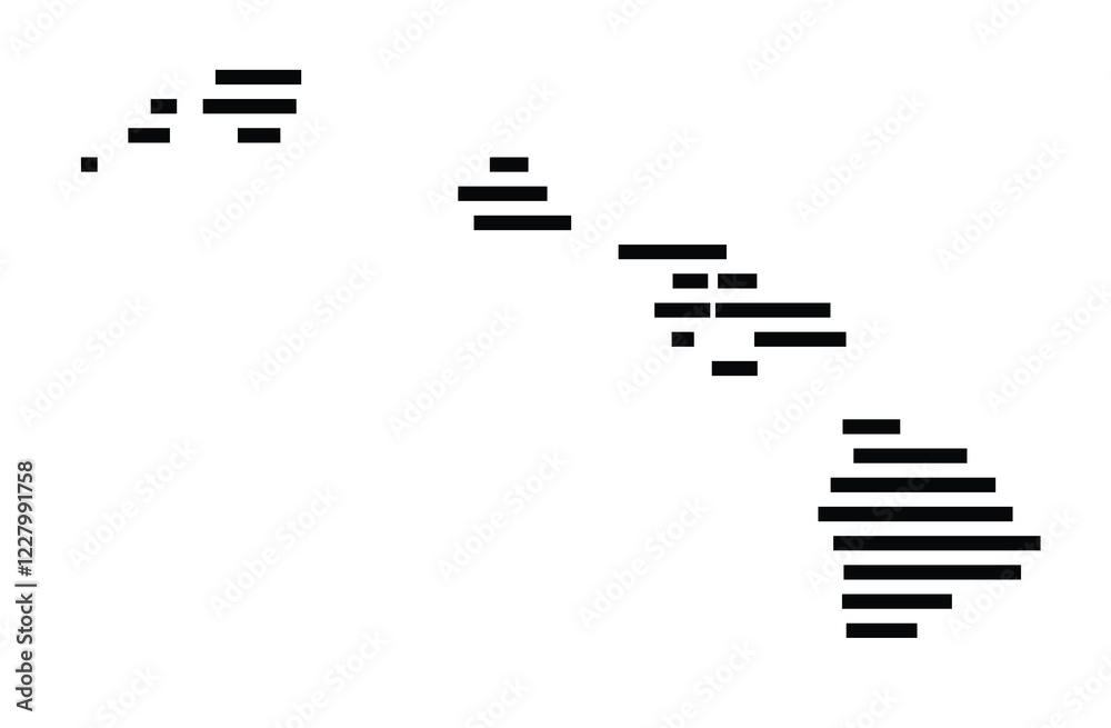 Symbol Map of the state Hawaii (United States) showing the state with just a few black horizontal lines Symbol Map of the state Hawaii (United States) showing the state with just a few black horizontal lines