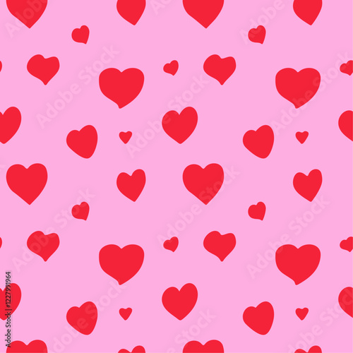 Adorable hand-drawn heart seamless pattern. Charming backdrop, ideal for Valentine's Day and other romantic occasions. Suitable for textiles, wrapping paper, wallpapers, and banners. Vector artwork