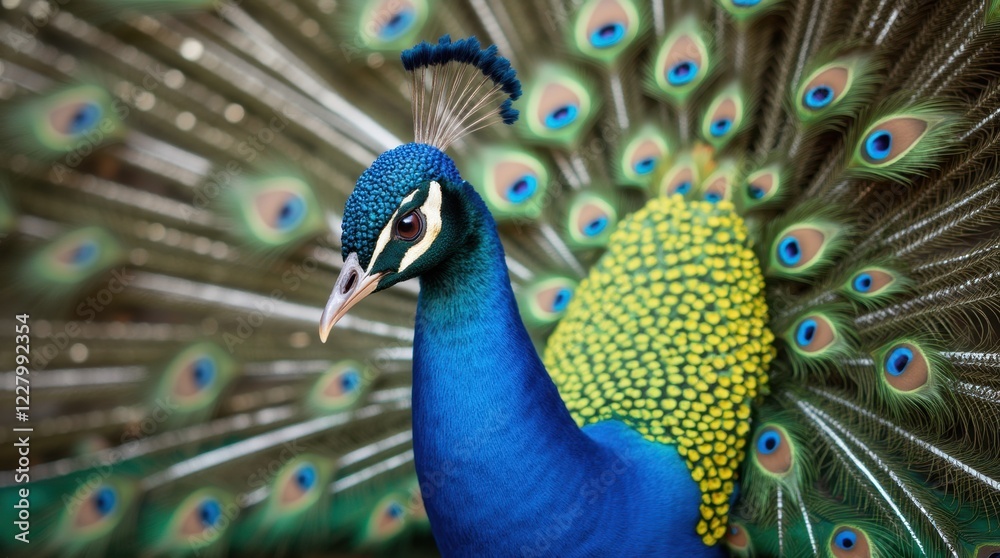 Obraz premium Vibrant Peacock Feather Display