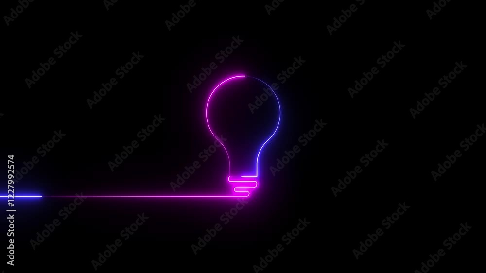Animation of Electricity flow in the bulb. Neon light bulb icon animation. Animation of Electricity flow in the bulb. Neon light bulb icon animation.