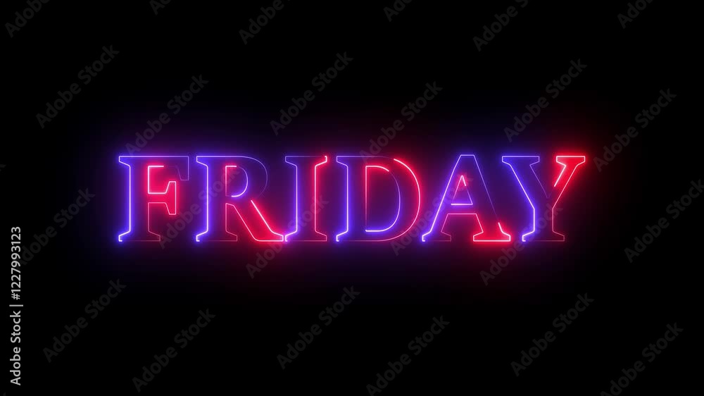 Neon friday text animation