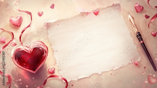 Valentine’s Day greeting card background template with heart shape