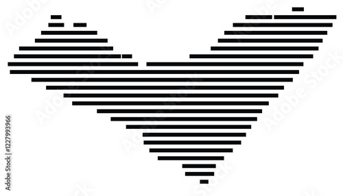 Symbol Map of the region Alagoas (Brazil) showing the territory with just a few black horizontal lines