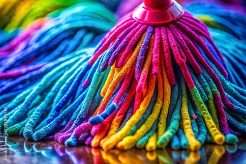 Macro Close-up of Efficient Microfiber Mop Cleaning Deeply Embedded Dirt