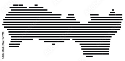 Symbol Map of the region Kosicky kraj (Slovakia) showing the territory with just a few black horizontal lines