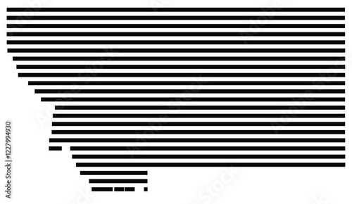 Symbol Map of the state Montana (United States) showing the state with just a few black horizontal lines