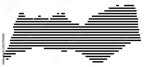 Symbol Map of the region Faro (Portugal) showing the territory with just a few black horizontal lines