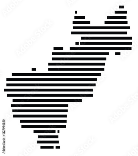 Symbol Map of the region Queretaro (Mexico) showing the territory with just a few black horizontal lines