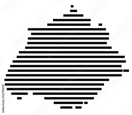 Symbol Map of the region Aguascalientes (Mexico) showing the territory with just a few black horizontal lines