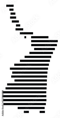 Symbol Map of the region Tamaulipas (Mexico) showing the territory with just a few black horizontal lines