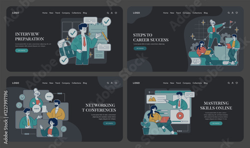 Steps To Career Success. Flat Vector Illustration