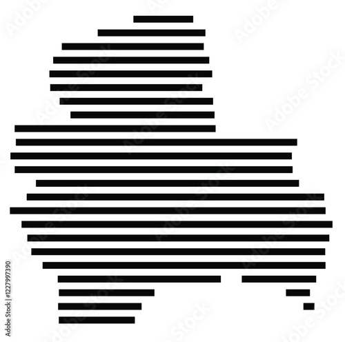 Symbol Map of the region Santa Cruz (Bolivia) showing the territory with just a few black horizontal lines photo