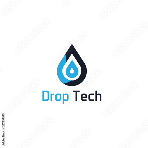 Drop Tech Logo: A minimalist and modern logo design featuring a stylized water drop, representing innovation and technology.