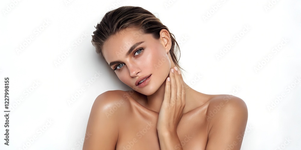 High resolution studio portrait of a woman with flawless skin and natural beauty for advertising, cosmetics, wellness, cosmetic surgery High resolution studio portrait of a woman with flawless skin and natural beauty for advertising, cosmetics, wellness, cosmetic surgery