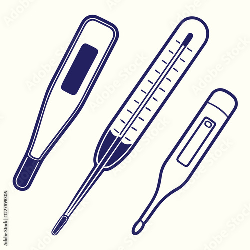 Thermometer for hospital patient icon set vector