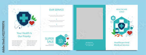Creative medical health care trifold brochure design, Modern company or business trifold brochure template layout. Medical, health care Trifold brochure template