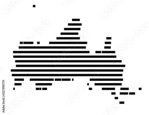Symbol Map of the prefecture Yamaguchi (Japan) showing the territory with just a few black horizontal lines