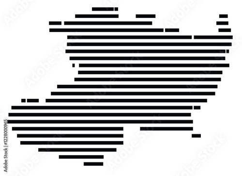 Symbol Map of the region Michoacan de Ocampo (Mexico) showing the territory with just a few black horizontal lines