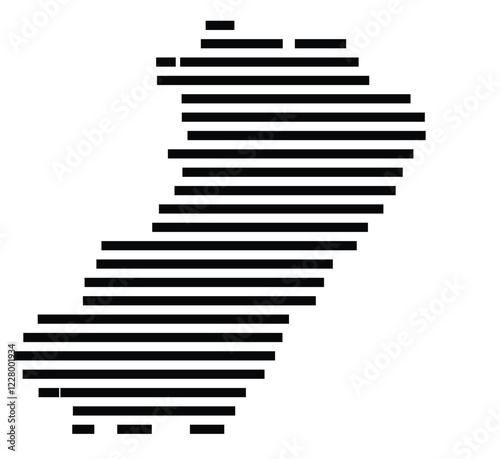 Symbol Map of the region Castellon (Spain) showing the territory with just a few black horizontal lines