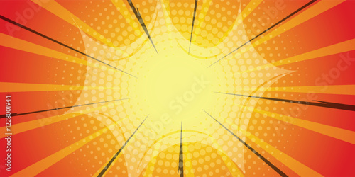Abstract blank comic orange background. Comic explosion, banner. Pop art retro style. Cartoon vector illustration.