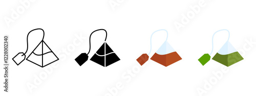 Transparent tea bag icon. Green, herbal and black tea symbol.