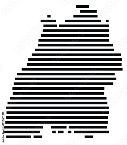 Symbol Map of the region Baden-Wuerttemberg (Germany) showing the Bundesland with just a few black horizontal lines
