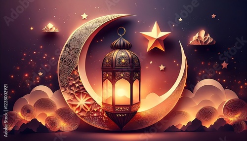 Elegant Ramadan Kareem Collection: Crescent Moons, Lanterns, and Islamic Calligraphy