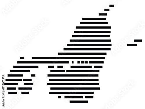 Symbol Map of the region North Jutland (Denmark) showing the territory with just a few black horizontal lines