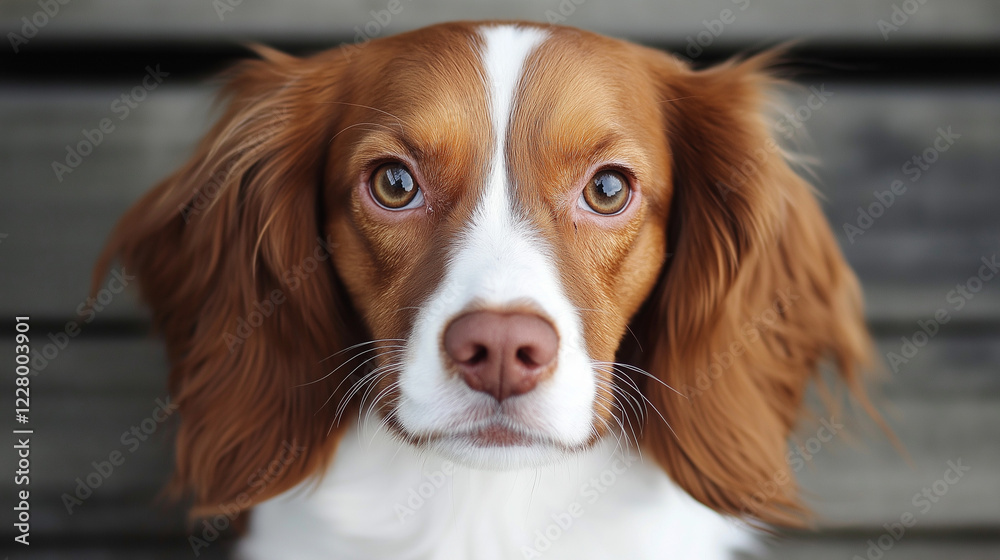 Close-up portrait of Brittany Spaniel dog. Suitable for pet photography, dog breeds, or animal portraits. Close-up portrait of Brittany Spaniel dog. Suitable for pet photography, dog breeds, or animal portraits.