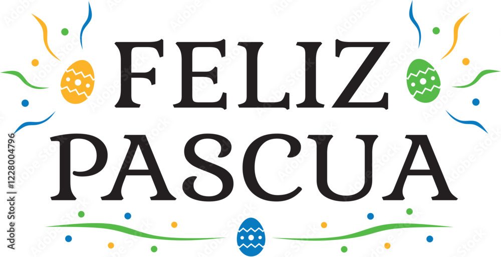 Feliz Pascua - hermosa inscripción, huevos, huevos de Pascua, vector