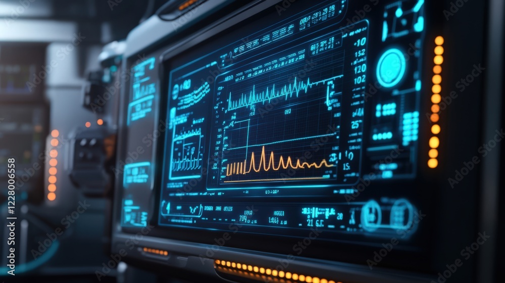 A computer monitor displays a graph of some sort A computer monitor displays a graph of some sort