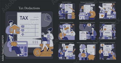 Tax Deductions. Flat Vector Illustration