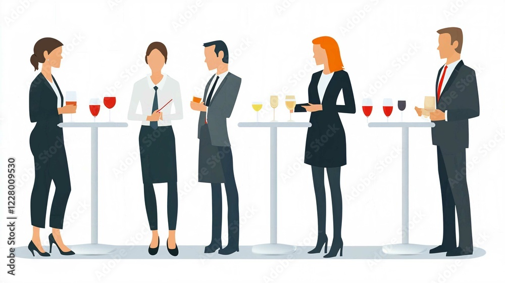 Obraz premium Business Team Silhouette Vector Illustration of Workers in an Office Environment
