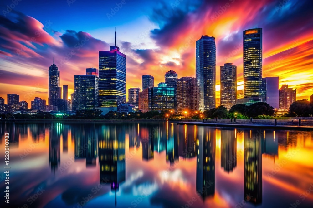 Naklejka premium Majestic Cityscape Silhouette - Night Building Architectural Photography