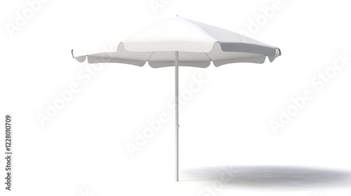White beach umbrella isolated on white background.