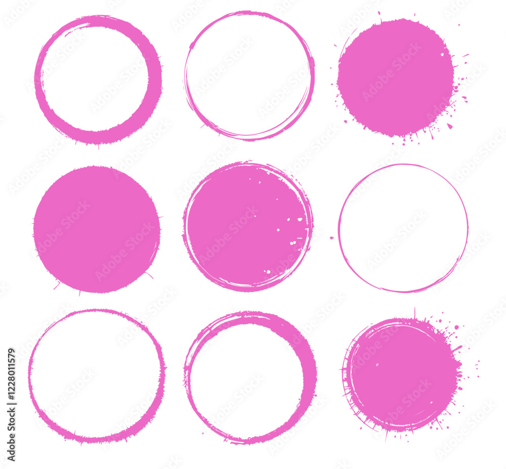 set of Pink round frames with circles set of Pink round frames with circles