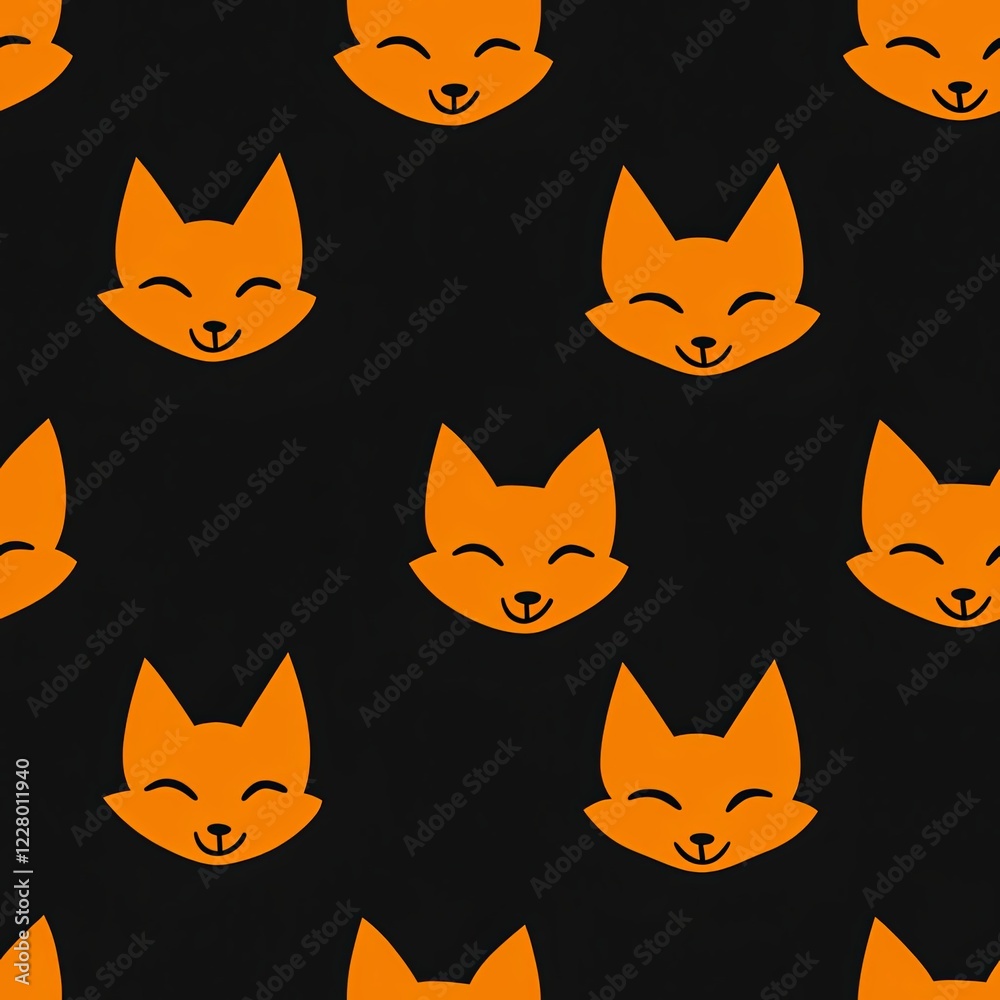 Cute Fox seamless pattern background.