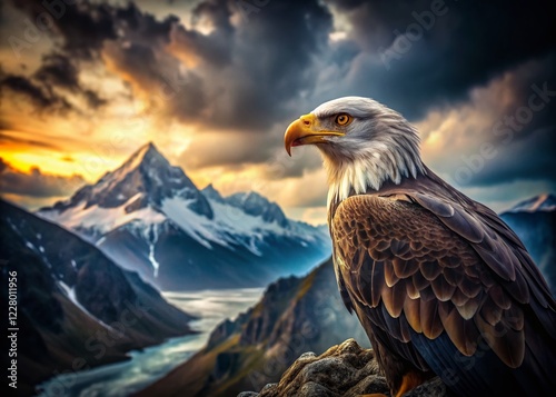 Majestic Eagle Portrait: Mountain Peak Nest, Wildlife Photography