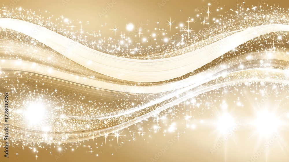 Elegant Gold Waves with Sparkling Stars Background Elegant Gold Waves with Sparkling Stars Background