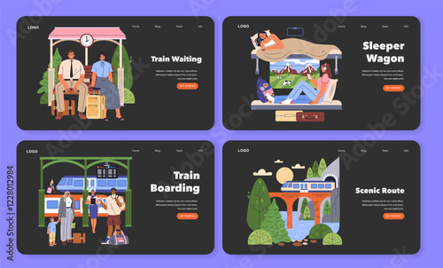 Train Travel. Flat Vector Illustration