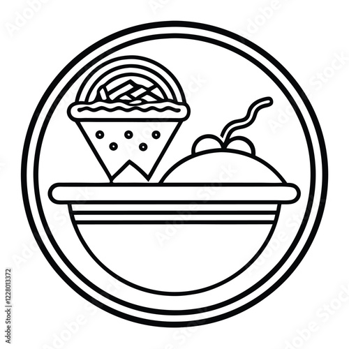A playful and colorful restaurant logo, incorporating a steaming bowl or cup with dynamic lines to convey warmth, flavor, and freshness.

