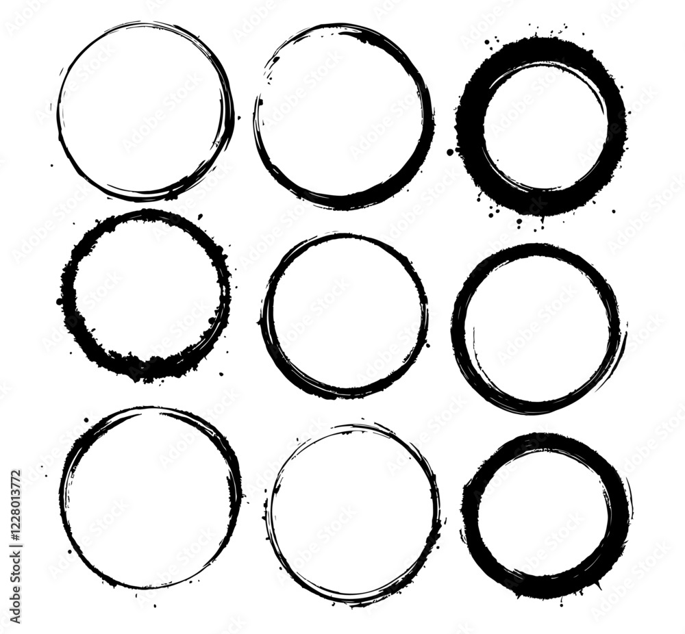 set of grunge round frames set of grunge round frames