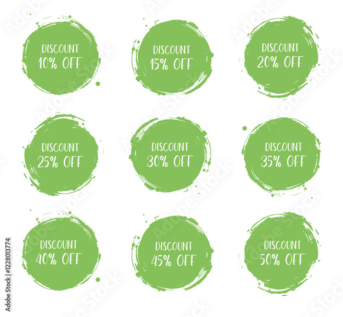 Vector green organic labels, bio emblems collection for menu or natural products packaging. Fresh vegan raw food eco friendly premium quality locally grown healthy food stickers on white.