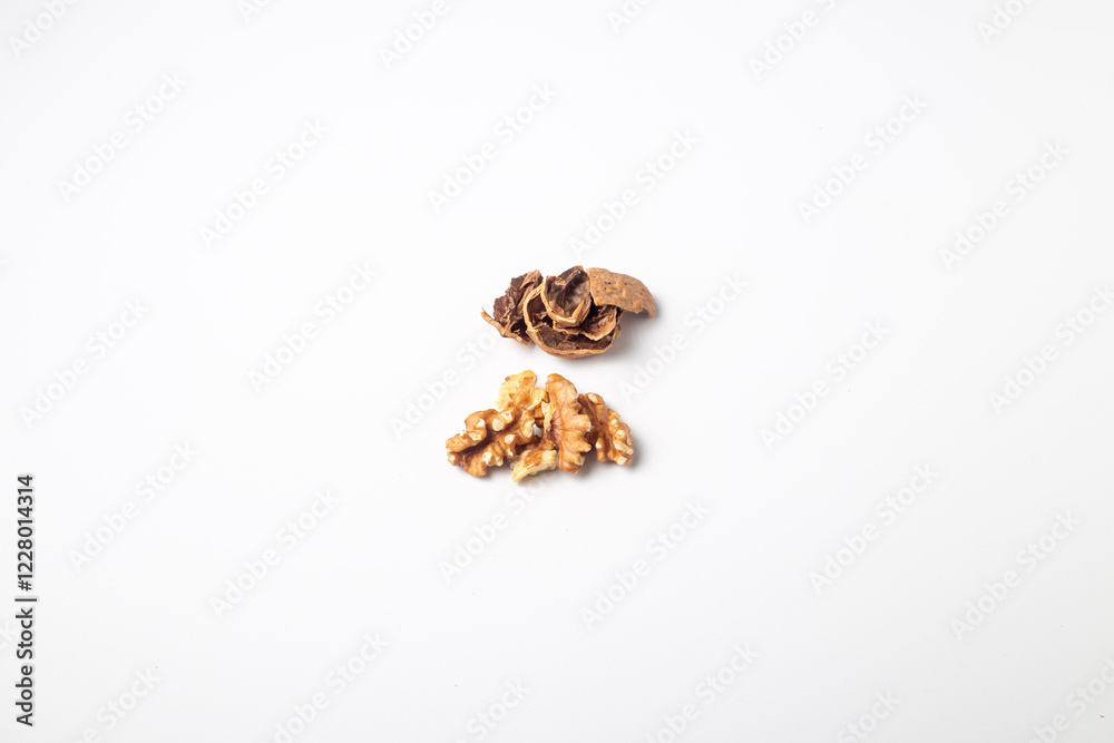 Group of peeled walnuts on a white background
Group of peeled walnuts on a white background