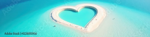 Heart-shaped isle, white sand beach, clear water, nature, vacation, water