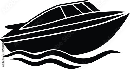 Speedboat silhouette vector illustration