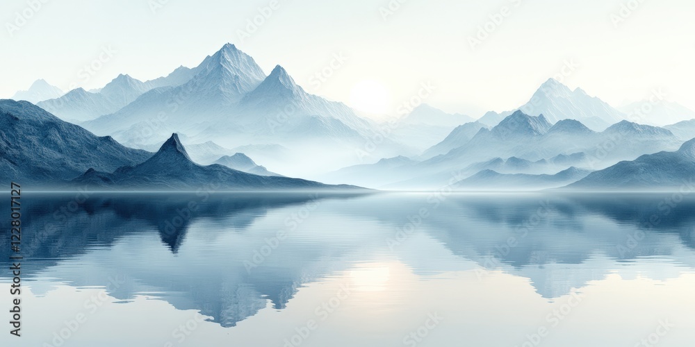 Tranquil reflections of majestic mountains serene lake image art natural landscape aerial view Tranquil reflections of majestic mountains serene lake image art natural landscape aerial view